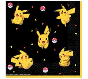Amscan Pokémon Pikachu Servietten 33x33cm | 16 Stück