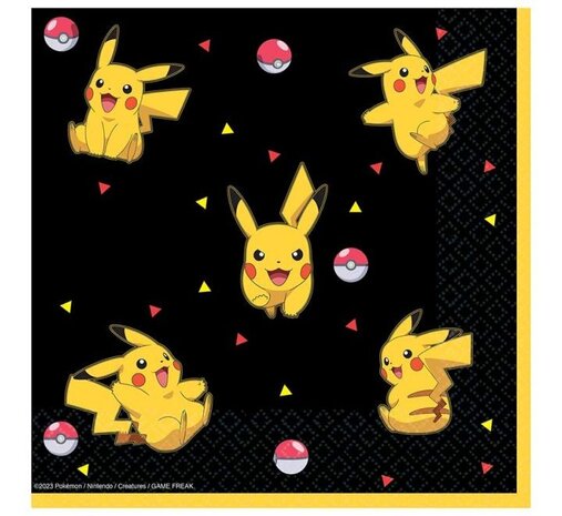 Amscan Pokemon Pikachu Napkins 33x33cm | 16 pieces