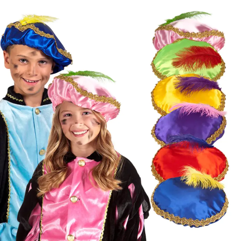 Haza - Witbaard Pete's beret satin with feather purple