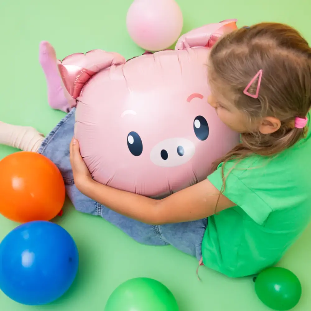 Tuf-Tuf Ballon en aluminium en forme de cochon | 56 x 52 cm