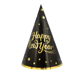 Tuf-Tuf Happy New Year Feesthoedjes Goud/Zwart | 6 stuks Tuf-Tuf Happy New Year Feesthoedjes Goud/Zwart | 6 stuks