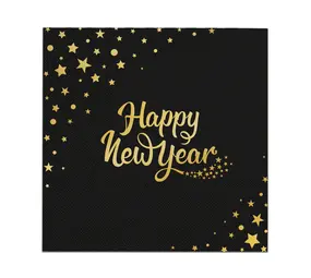 Tuf-Tuf Happy New Year Napkins Gold/Black | 10 pieces