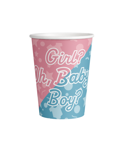 Paper Dreams Gender Reveal Party Beker 250ml | 8 stuks Paper Dreams Gender Reveal Party Beker 250ml | 8 stuks