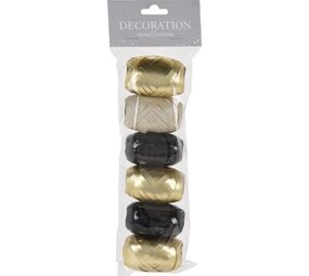 Balloonzone Ruban d'emballage noir et or | lot de 6