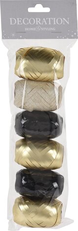 Balloonzone Verpakkingslint zwart/goud | set van 6 Balloonzone Verpakkingslint zwart/goud | set van 6