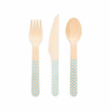 WeFiesta Wooden Cutlery Light Blue | 18-piece