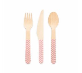 WeFiesta Couverts en bois rose | 18 pièces