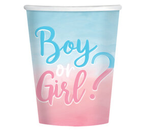 Amscan Gender Reveal Bekers Boy Or Girl? 250ml | 8 stuks Amscan Gender Reveal Bekers Boy Or Girl? 250ml | 8 stuks