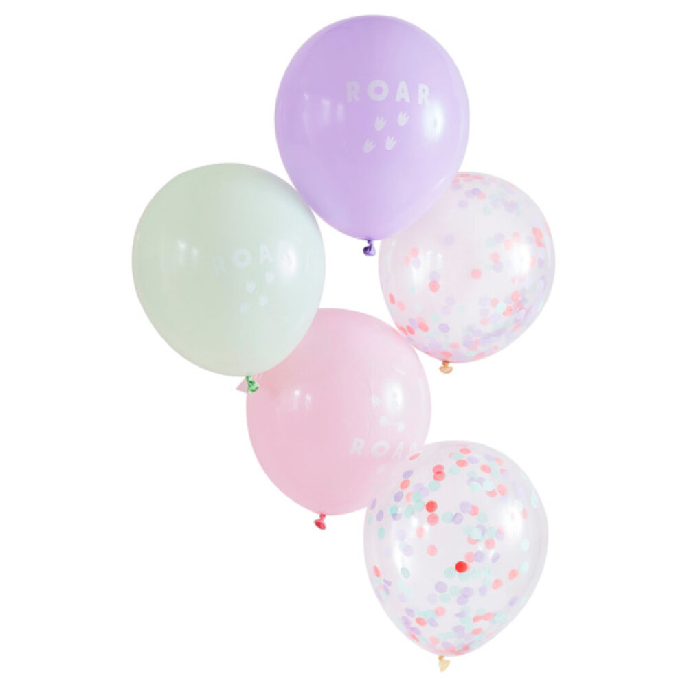 Ginger Ray Ballons dinosaures roses 30 cm | 5 pièces