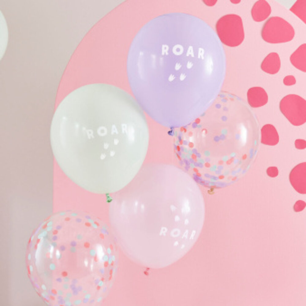 Ginger Ray Pink Dinosaur Balloons 30cm | 5 pieces