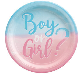 Amscan Gender Reveal Borden 23cm | 8 stuks Amscan Gender Reveal Borden 23cm | 8 stuks