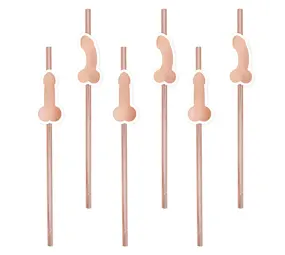 Tuf-Tuf Penis Straws Rose Gold 20cm | 8 pieces