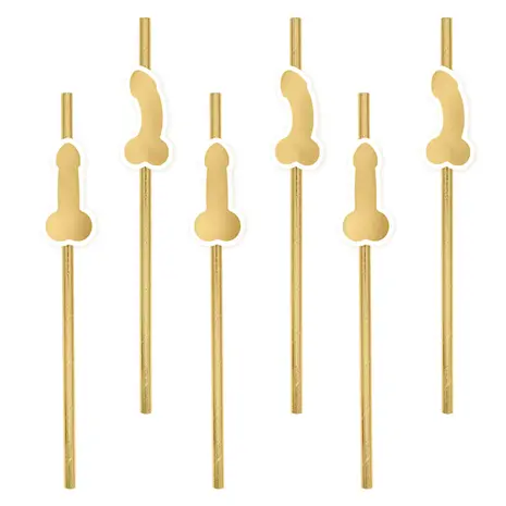 Tuf-Tuf Pailles en forme de pénis dorées 20 cm | 8 pièces
