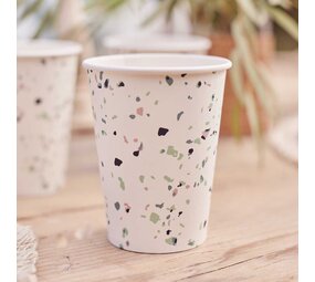 Ginger Ray Terrazzo-Pappbecher 250 ml | 8 Stück