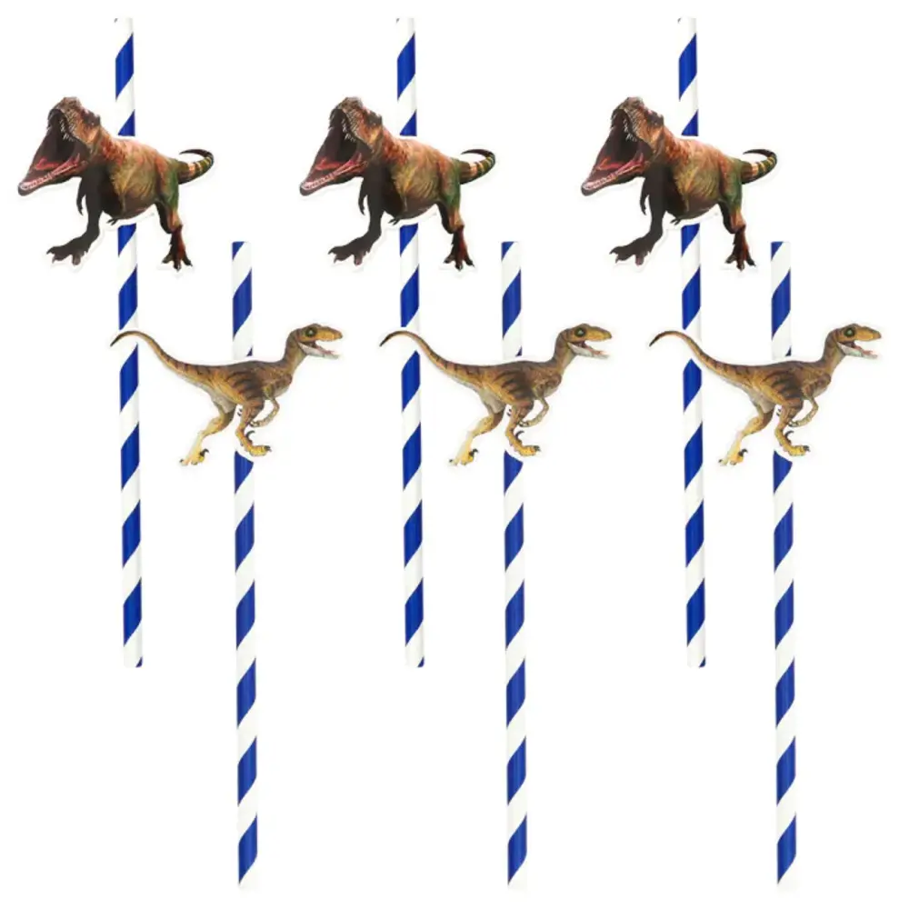 Boland Pailles en papier Dino T-Rex 20 cm | 6 pièces
