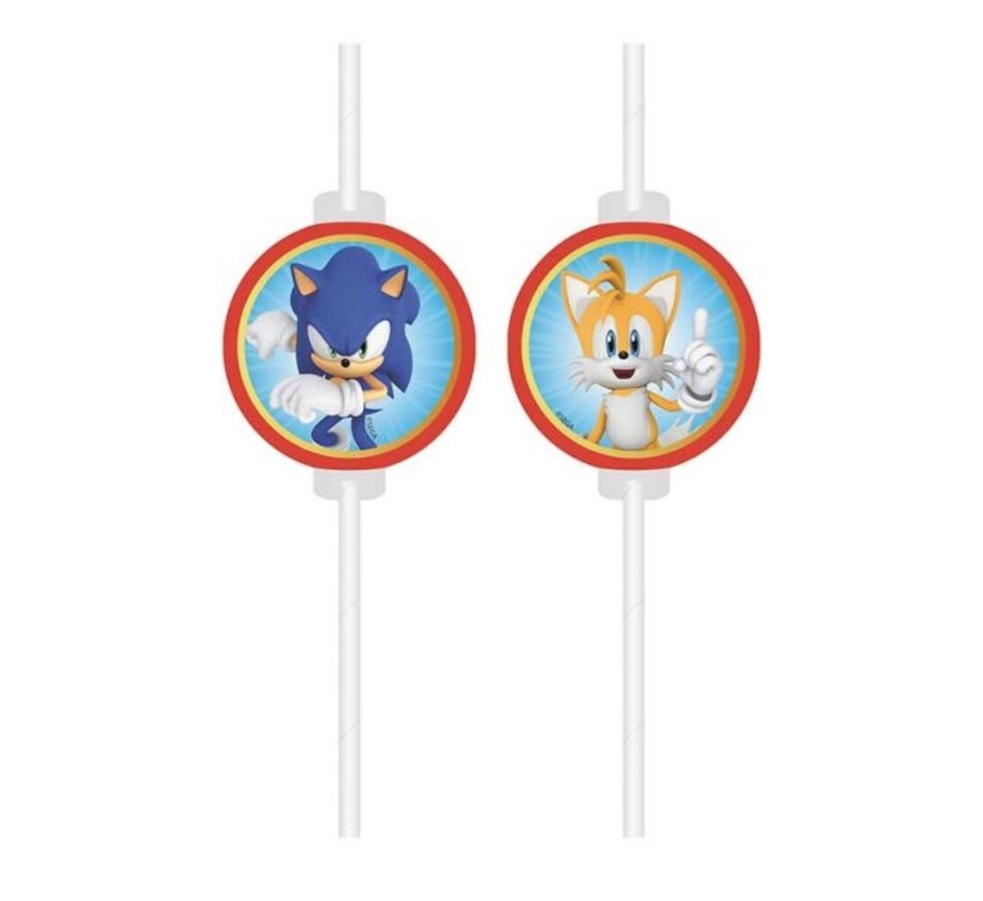 Procos Party Pailles en papier Sonic | 4 pièces
