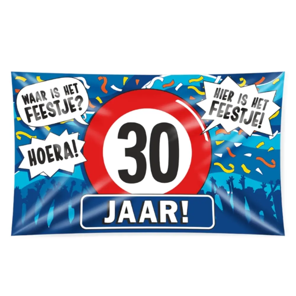 Paper Dreams Fassadenfahne 30 Jahre Verkehrsschild XXL | 150 x 90 cm