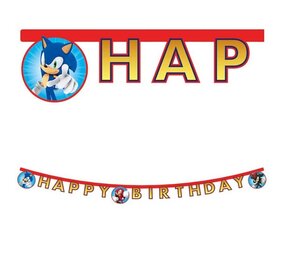 Procos Party Guirlande de lettres Sonic « Joyeux anniversaire » 2 m | à l'unité