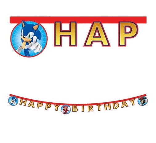 Procos Party Sonic Happy Birthday Letterslinger 2mtr | per stuk Procos Party Sonic Happy Birthday Letterslinger 2mtr | per stuk