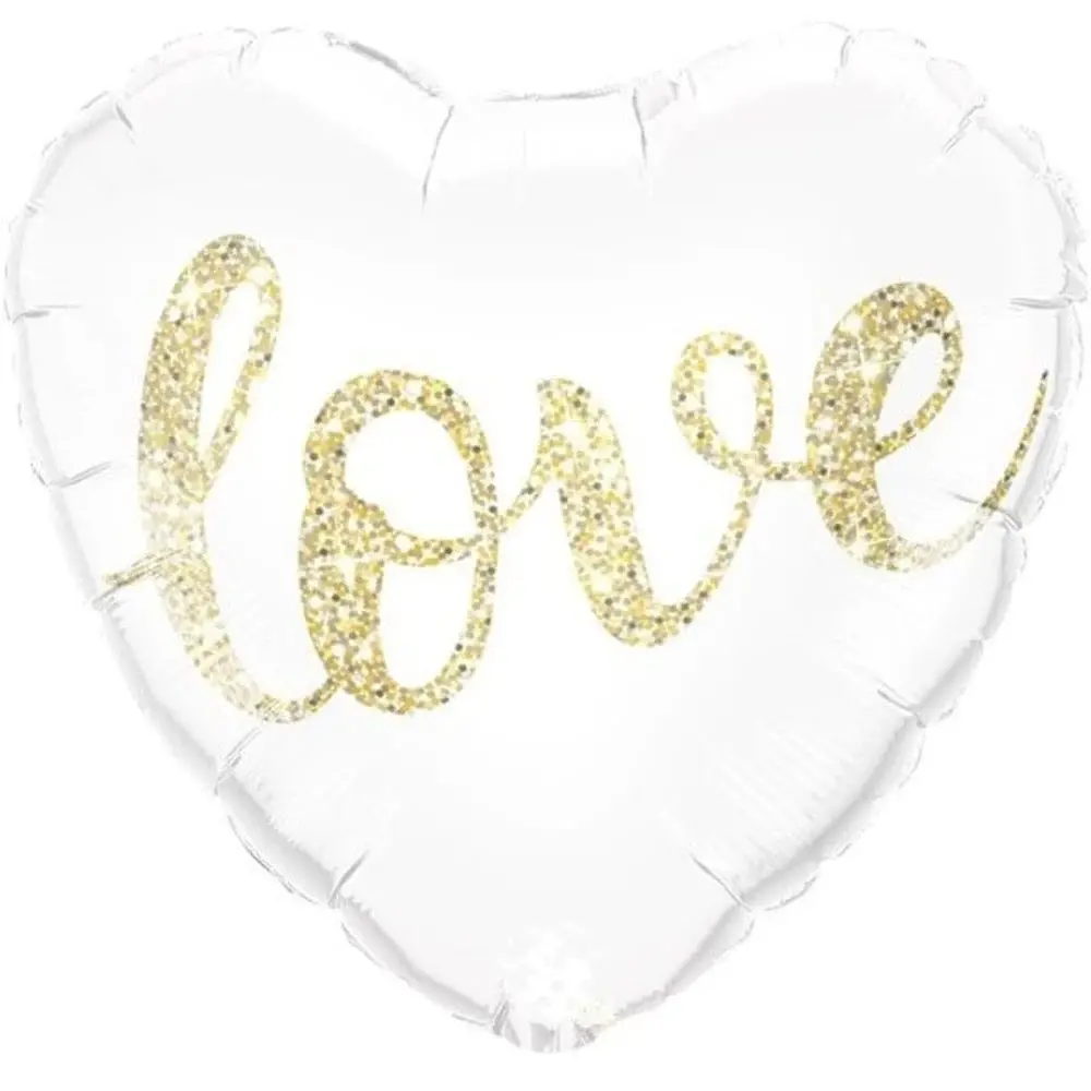 Folienballon „Love“, glitzernd gold (45 cm), gefüllt mit Helium