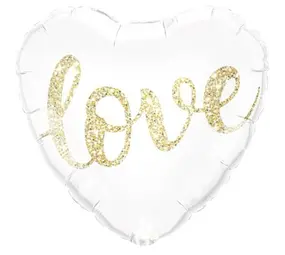 Foil balloon "Love" glitter gold (45cm) filled with helium