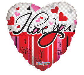 Kaleidoscope Folie ballon "I Love You" Lines & Hearts 45cm | leeg