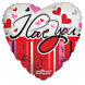 Kaleidoscope Foil balloon "I Love You" Lines & Hearts 45cm | empty