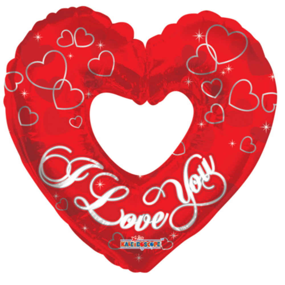 Kaleidoscope Folienballon „Ich liebe dich“, rotes Herz, 92 cm | leer