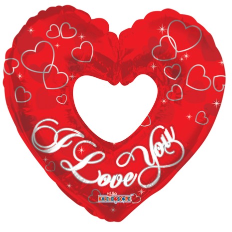 Kaleidoscope Folienballon „Ich liebe dich“, rotes Herz, 92 cm | leer