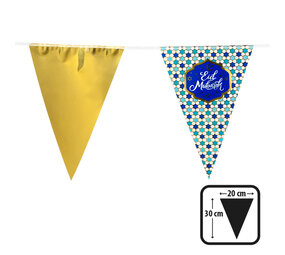 Boland Eid Mubarak Vlaggenlijn Blauw-Goud | 6 meter Boland Eid Mubarak Vlaggenlijn Blauw-Goud | 6 meter