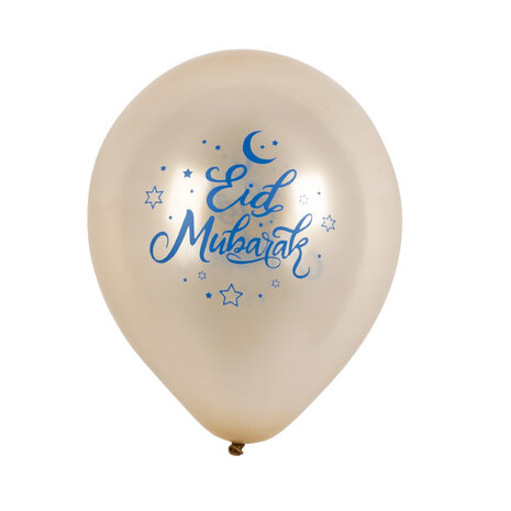 Boland Eid Mubarak Ballonnen Blauw-Goud 25cm | 6 stuks Boland Eid Mubarak Ballonnen Blauw-Goud 25cm | 6 stuks