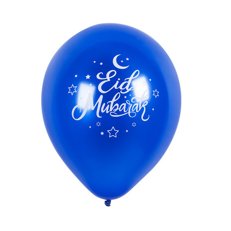 Boland Eid Mubarak Ballonnen Blauw-Goud 25cm | 6 stuks Boland Eid Mubarak Ballonnen Blauw-Goud 25cm | 6 stuks