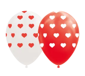 WeFiesta Herzballons Rot-Weiß 30 cm | 8 Stück