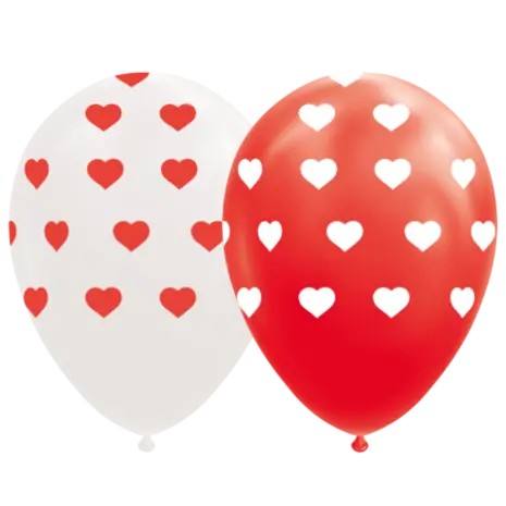 WeFiesta Ballons en forme de cœur rouges et blancs 30 cm | 8 pièces