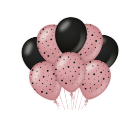 Paper Dreams Roségoldene/schwarze Bubble-Ballons, 30 cm | 8 Stück