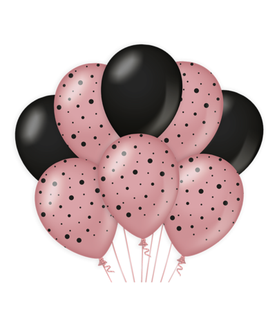 Paper Dreams Ballons bulles or rose/noir 30 cm | 8 pièces