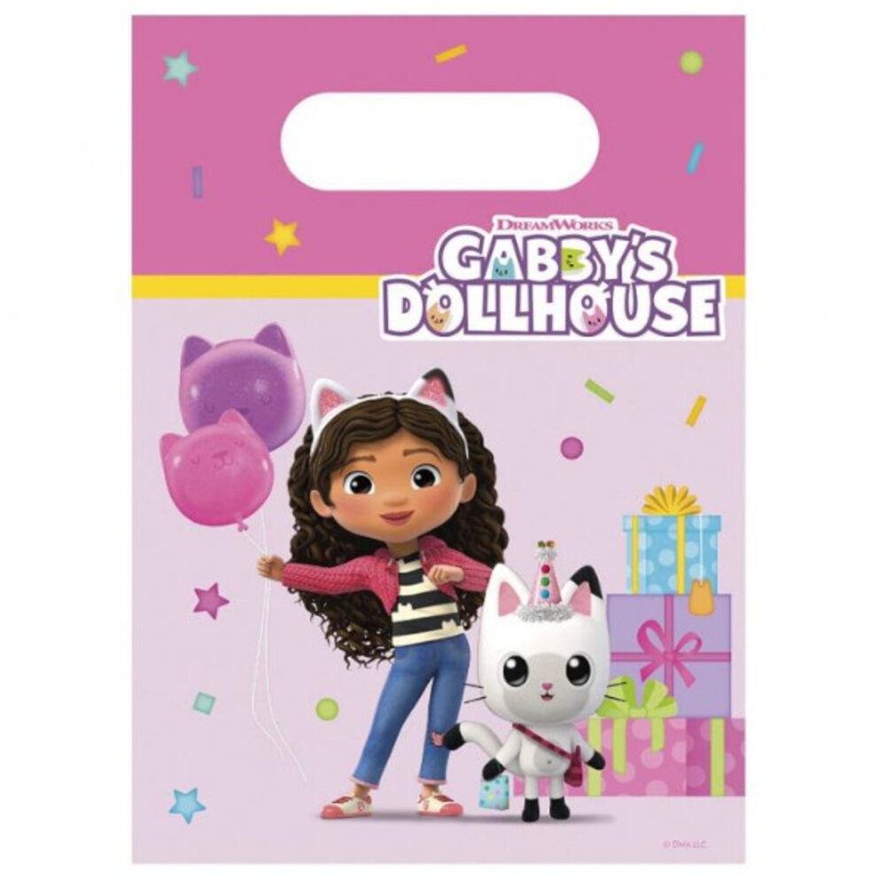 Procos Party Sacs à distribuer pour la maison de poupée de Gabby 22 x 16 cm | 4 pièces