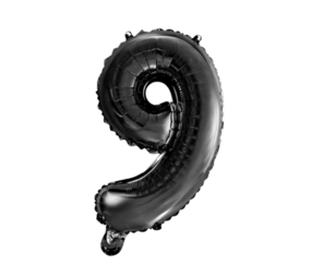 WeFiesta Schwarzer Folienballon 9 | 40 cm