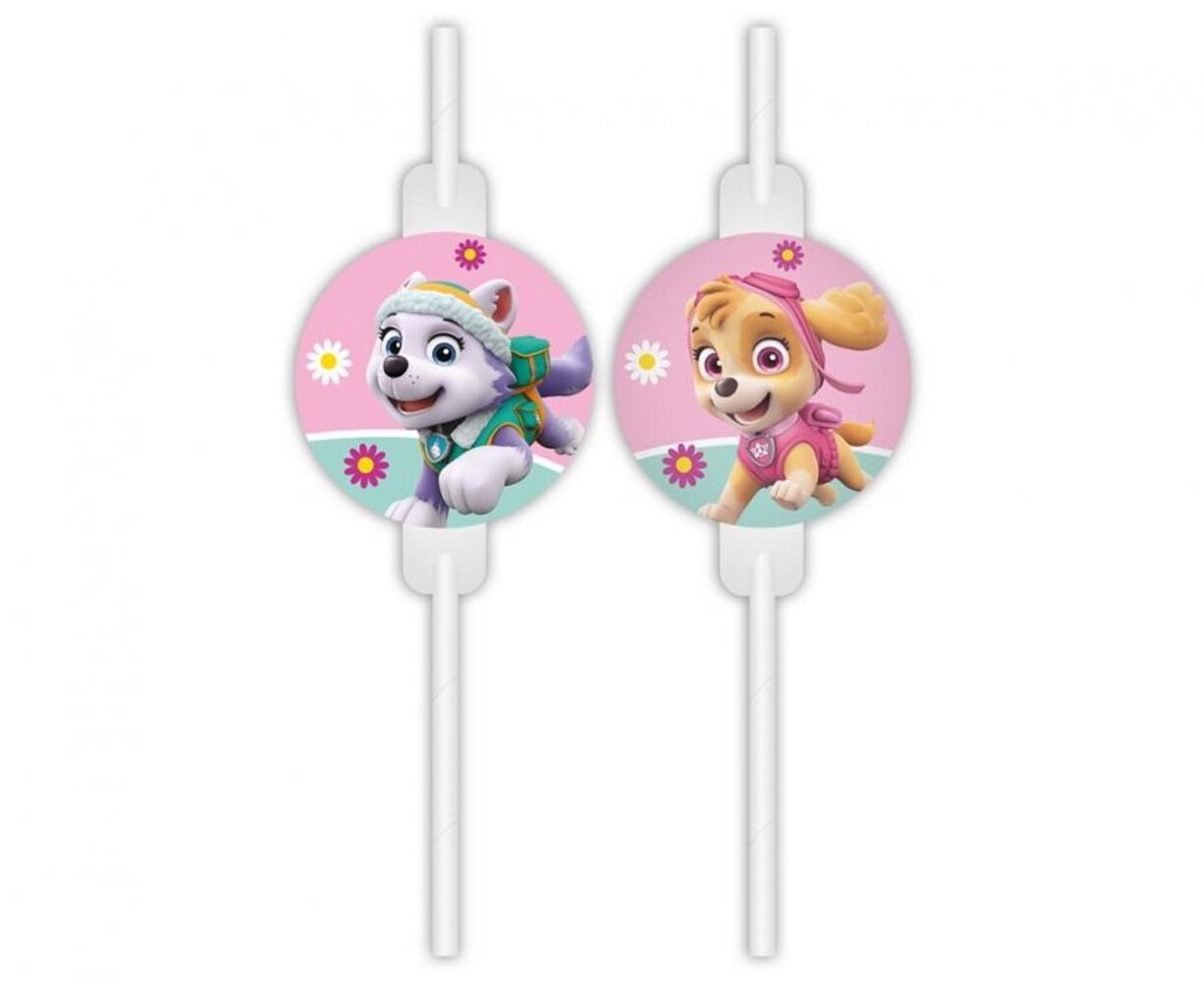 Procos Party Paw Patrol Strohhalme Skye und Everest 22 cm | 4 Stück