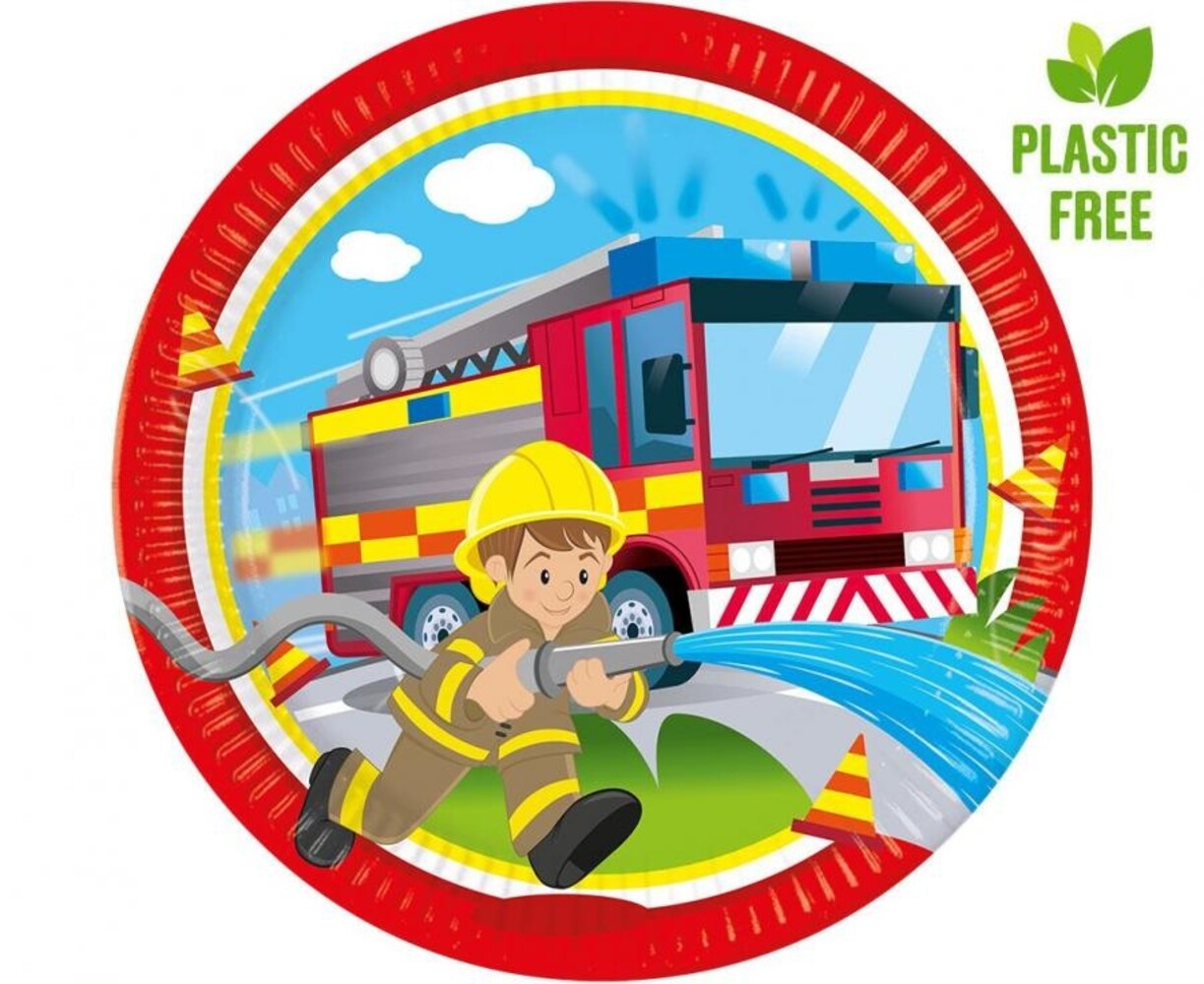 Procos Party Feuerwehrschilder 23 cm | 8 Stück