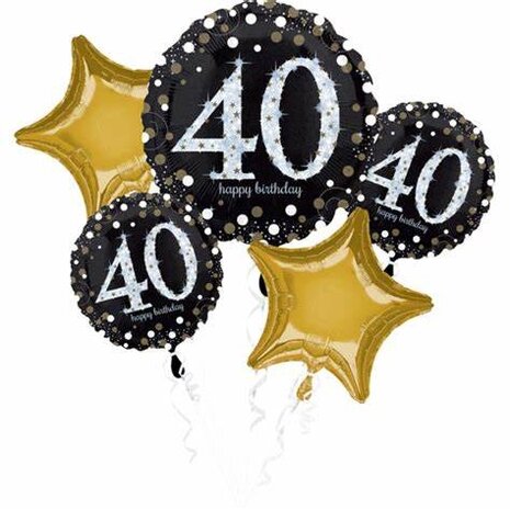 Anagram 40 Years Sparkling Balloon Bouquet | 5-piece