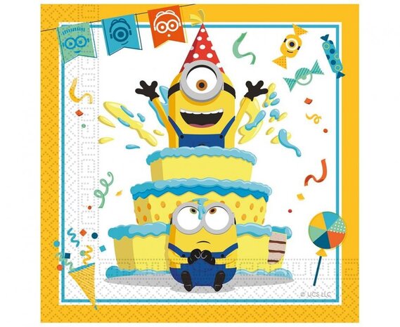 Procos Party Serviettes Minions 2 : L'Ascension de Gru 33 x 33 cm | 20 pièces