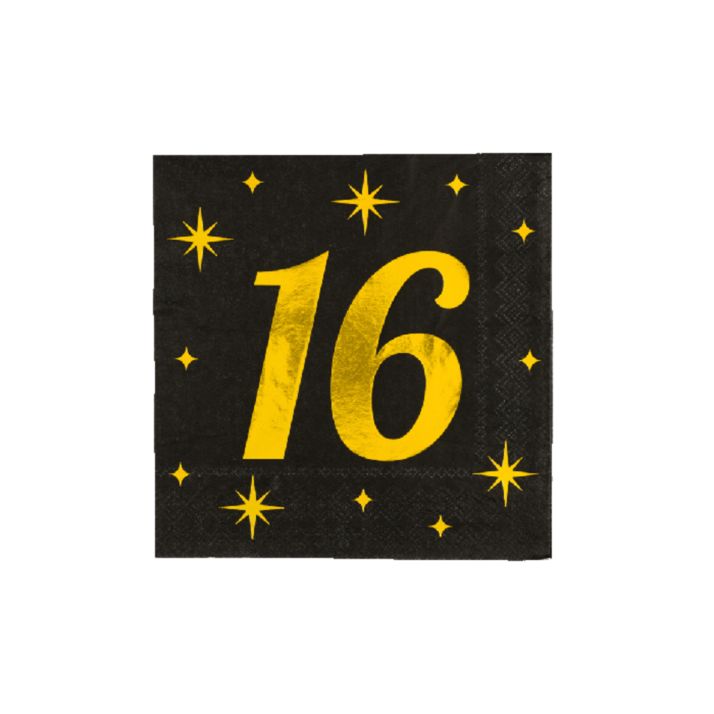 Paper Dreams Servetten 16 jaar Classy 33x33cm | 16 stuks Paper Dreams Servetten 16 jaar Classy 33x33cm | 16 stuks