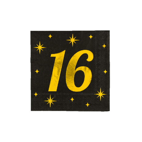Paper Dreams Servetten 16 jaar Classy 33x33cm | 16 stuks Paper Dreams Servetten 16 jaar Classy 33x33cm | 16 stuks