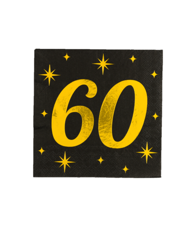 Paper Dreams Servetten 60 jaar Classy 33x33cm | 16 stuks Paper Dreams Servetten 60 jaar Classy 33x33cm | 16 stuks