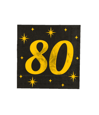 Paper Dreams Servetten 80 jaar Classy 33x33cm | 16 stuks Paper Dreams Servetten 80 jaar Classy 33x33cm | 16 stuks