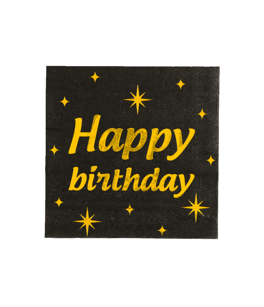 Paper Dreams Servetten Happy Birthday Classy 33x33cm | 16 stuks Paper Dreams Servetten Happy Birthday Classy 33x33cm | 16 stuks