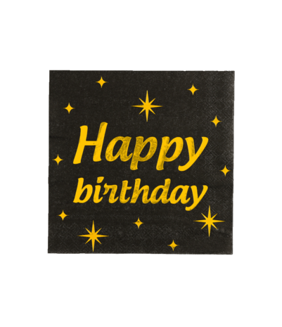 Paper Dreams Servetten Happy Birthday Classy 33x33cm | 16 stuks Paper Dreams Servetten Happy Birthday Classy 33x33cm | 16 stuks