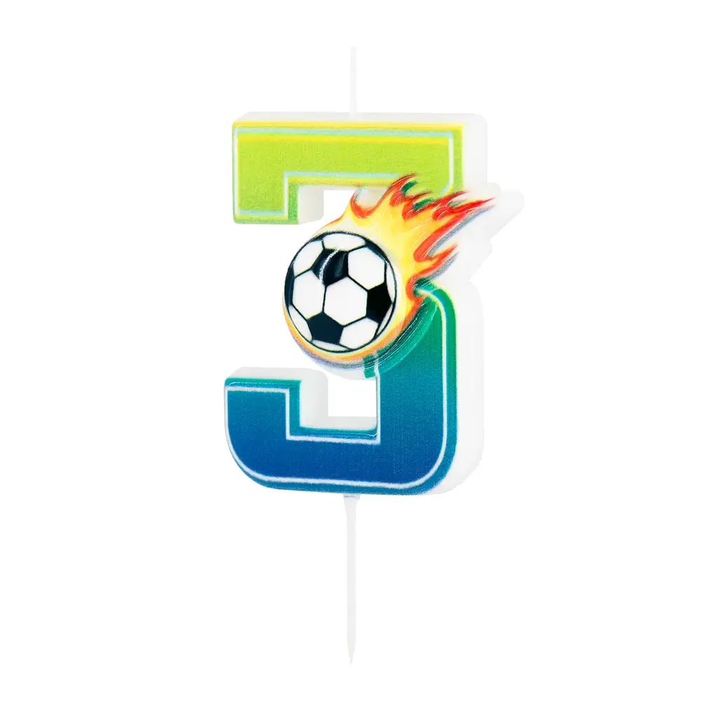 Tuf-Tuf Bougie numéro 3 sur le thème du football | à ​​l'unité