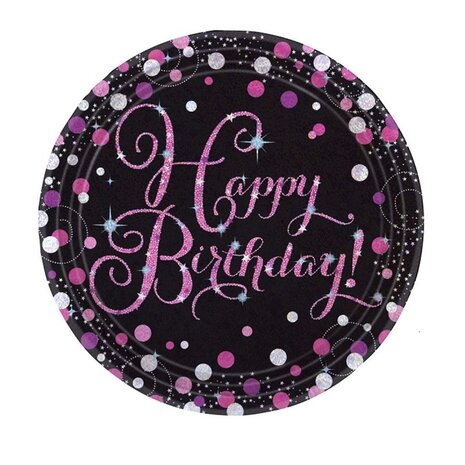 Riethmüller Happy Birthday Sparkling Pink Plates 23cm | 8 pieces